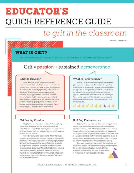 Educator's Quick Reference Guide to Grit in the Classroom