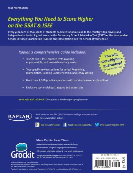 Kaplan SSAT & ISEE 2015: For Private and Independent School Admissions