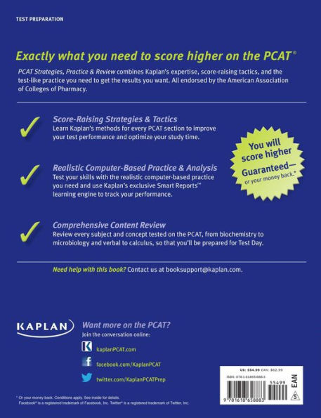 Kaplan PCAT 2015-2016 Strategies, Practice, and Review with 2 Practice Tests: Book + Online