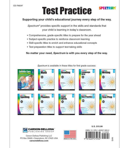 Spectrum Test Practice Grade 1 By Spectrum Paperback Barnes And Noble® 0698