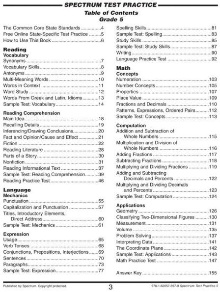 Spectrum Test Practice Grade 5 By Spectrum Paperback Barnes And Noble® 3737