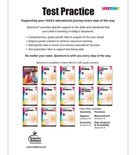 Spectrum Test Practice, Grade 6