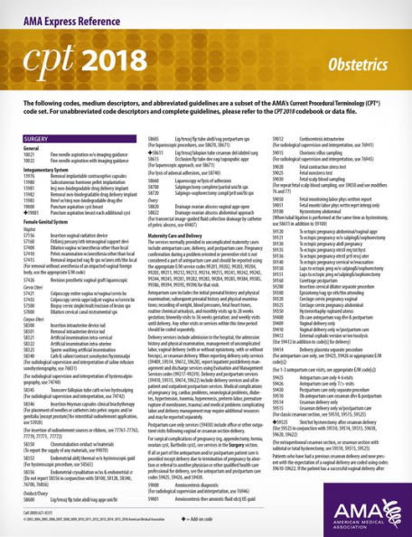 CPT 2018 Express Reference Coding Card: Obstetrics / Edition 1