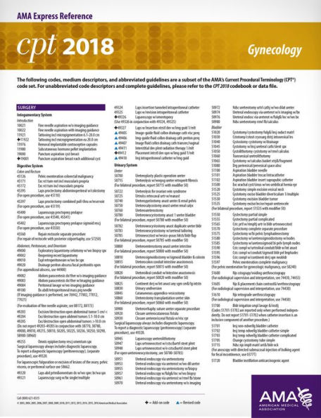 CPT 2018 Express Reference Coding Card: Gynecology / Edition 1