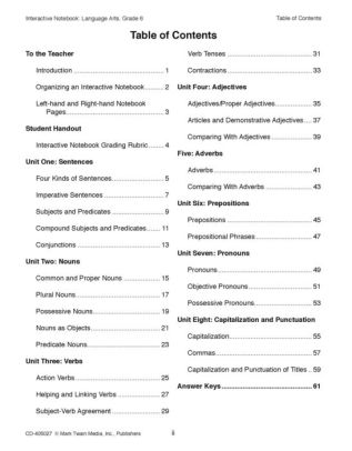 Interactive Notebook: Language Arts Resource Book, Grade 6 by Schyrlet