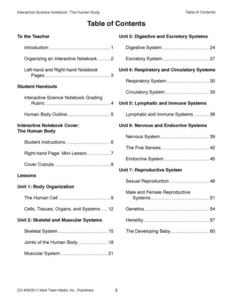 Interactive Science Notebook: The Human Body Resource Book