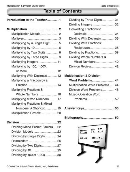 Multiplication & Division Quick Starts Workbook