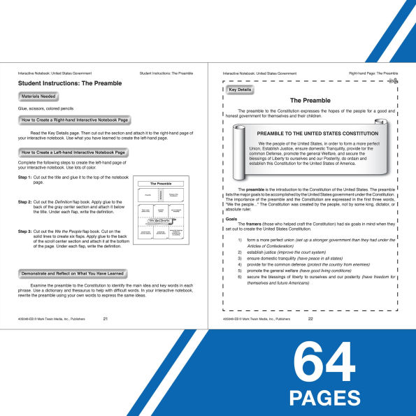 Interactive Notebook: United States Government Resource Book, Grades 5 - 8