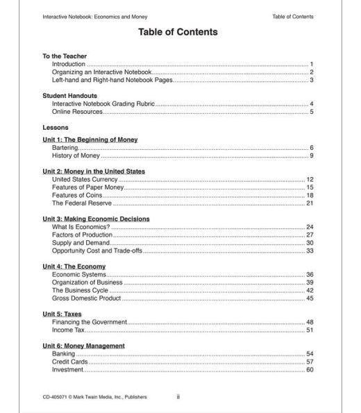 Interactive Notebook: Economics and Money