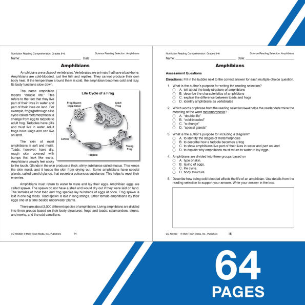 Nonfiction Reading Comprehension Workbook, Grades 5 - 6