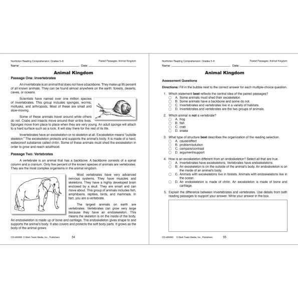 Nonfiction Reading Comprehension Workbook, Grades 5 - 6