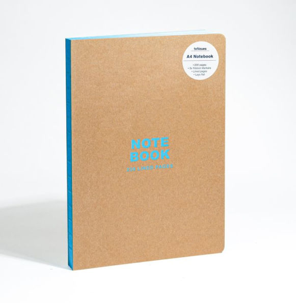 teNeues - A4 Notebook: Kraft and Neon Blue, Hardcover - 230 Lined Pages with Lay Flat Binding: Large Format Hardcover A4 Style Notebook with Special Features