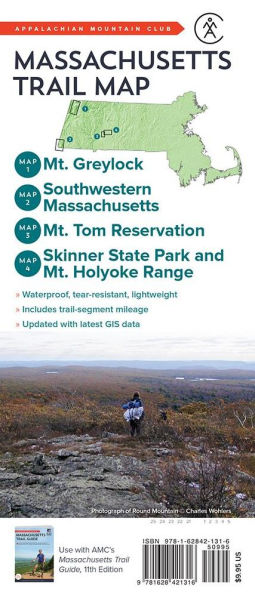 Massachusetts Trail Map: Mt. Greylock, Southwestern Massachusetts, Mt. Tom Reservation, and Skinner State Park and Mt. Holyoke Range