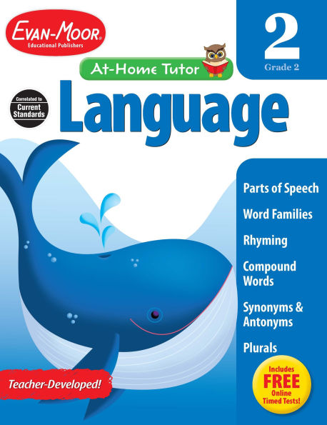 Language Skills, Grade 2 Workbook: At-Home Tutor, Nouns, Verbs, Adjectives, Parts of Speech, Word Families