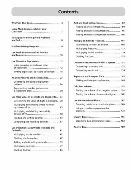 Math Fundamentals, Grade 5 Teacher Resource