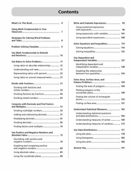 Math Fundamentals, Grade 6 Teacher Resource