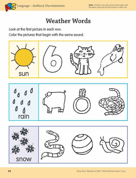 Early Bird: Weather, Age 4 - 5 Workbook