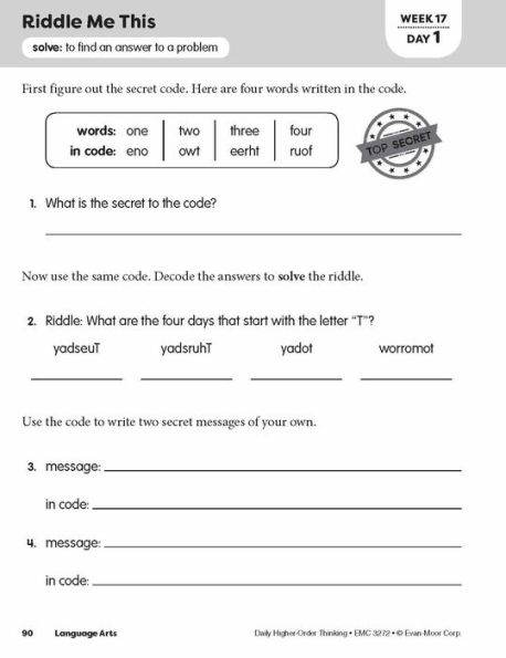 Daily Higher-Order Thinking, Grade 2 Teacher Edition