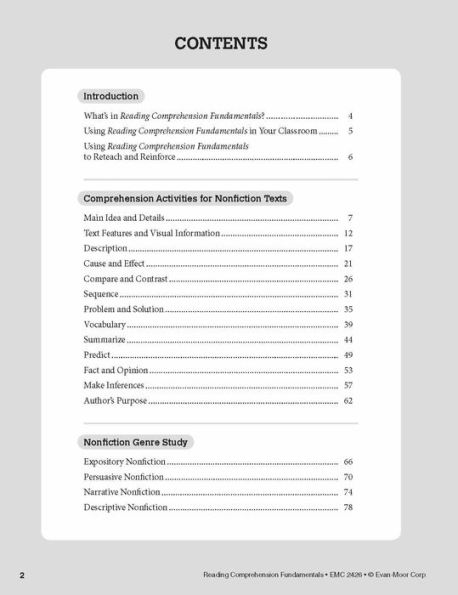 Reading Comprehension Fundamentals, Grade 6 Teacher Resource