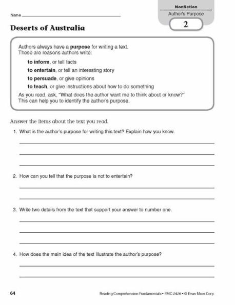 Reading Comprehension Fundamentals, Grade 6 Teacher Resource