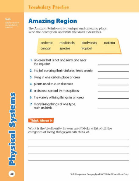 Skill Sharpeners: Geography, Grade 4 Workbook