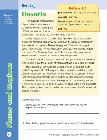 Skill Sharpeners: Geography, Grade 5 Workbook