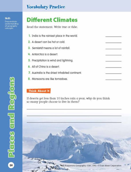 Skill Sharpeners: Geography, Grade 5 Workbook