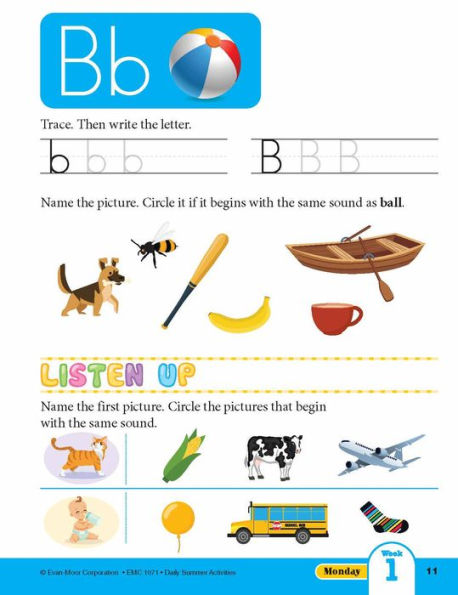 Daily Summer Activities: Between Kindergarten and 1st Grade, Grade K - 1 Workbook