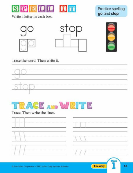 Daily Summer Activities: Between Kindergarten and 1st Grade, Grade K - 1 Workbook