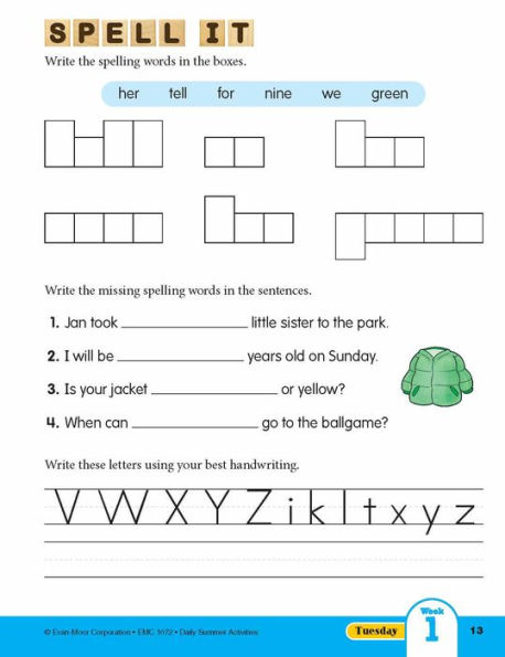 Daily Summer Activities: Between 1st Grade and 2nd Grade, Grade 1 - 2 Workbook: Moving From 1st Grade to 2nd Grade, Grades 1-2