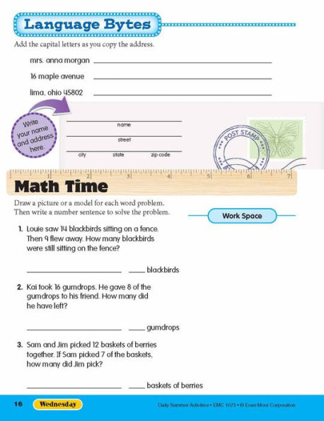 Daily Summer Activities: Between 2nd Grade and 3rd Grade, Grade 2 - 3 Workbook