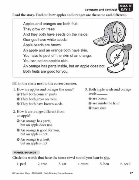 Daily Reading Comprehension, Grade 1 Student Edition Workbook