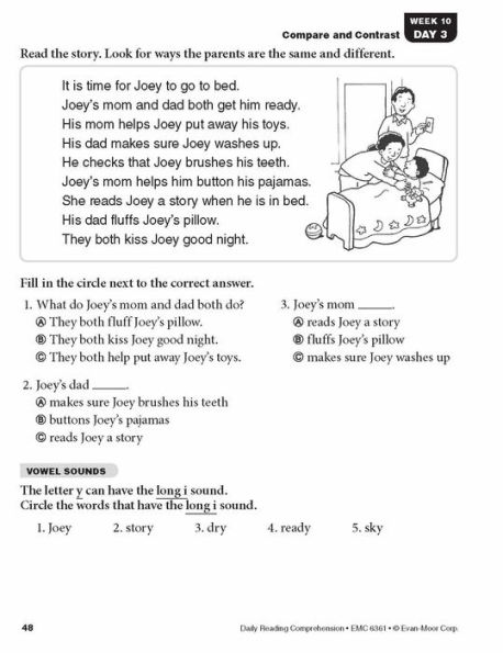 Daily Reading Comprehension, Grade 1 Student Edition Workbook by Evan ...