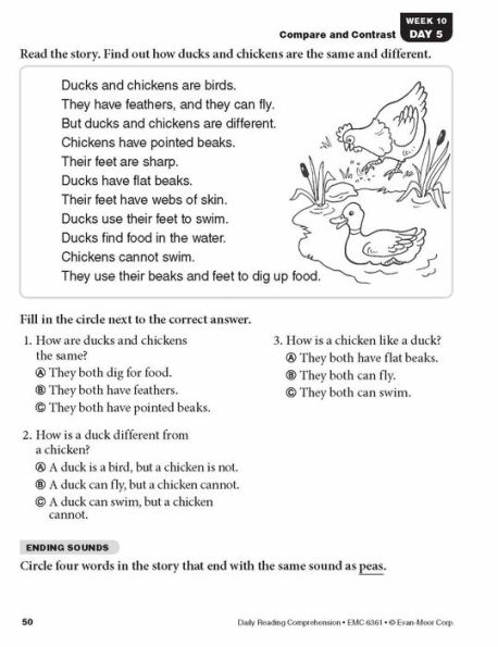 Daily Reading Comprehension, Grade 1 Student Edition Workbook by Evan ...