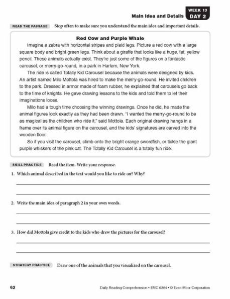 Daily Reading Comprehension, Grade 4 Student Edition Workbook