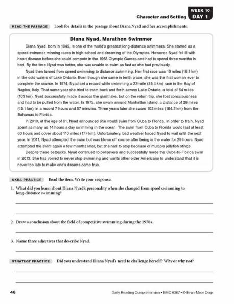 Daily Reading Comprehension, Grade 7 Student Edition Workbook