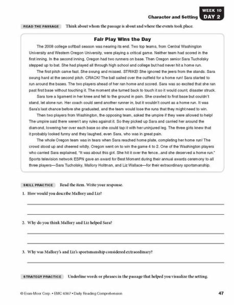 Daily Reading Comprehension, Grade 7 Student Edition Workbook