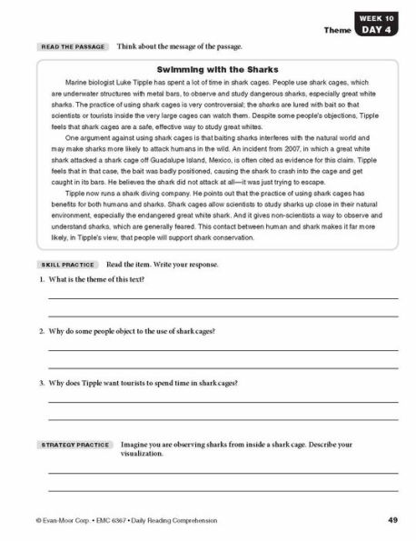 Daily Reading Comprehension, Grade 7 Student Edition Workbook