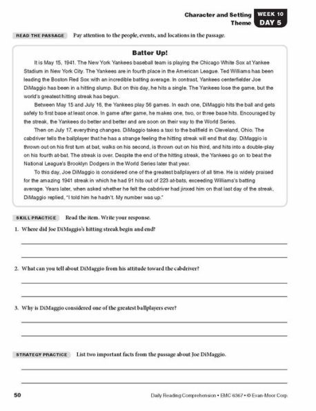 Daily Reading Comprehension, Grade 7 Student Edition Workbook