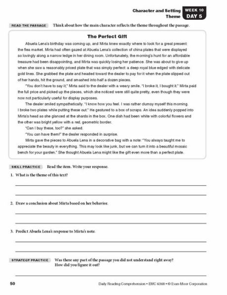 Daily Reading Comprehension, Grade 8 Student Edition Workbook