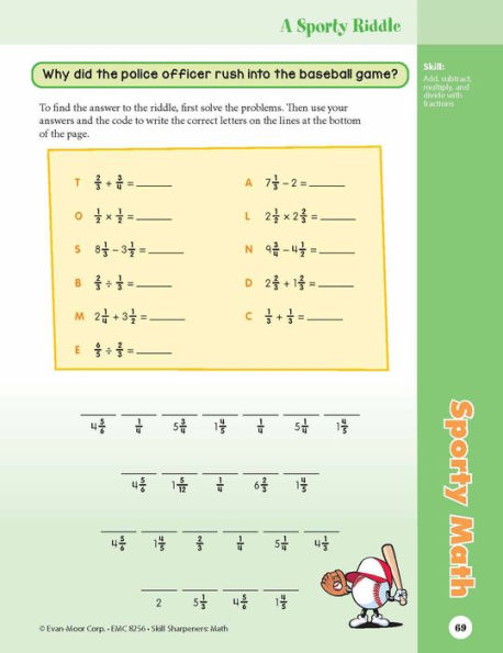 Skill Sharpeners: Math, Grade 6 Workbook