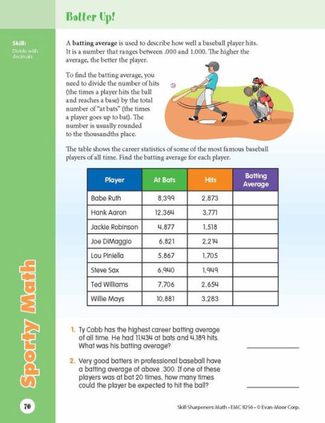 Skill Sharpeners: Math, Grade 6 Workbook