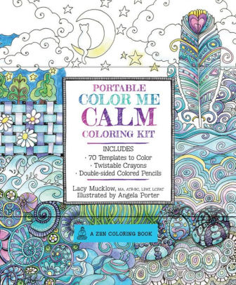 Portable Color Me Calm Coloring Kit Includes Book Colored Pencils