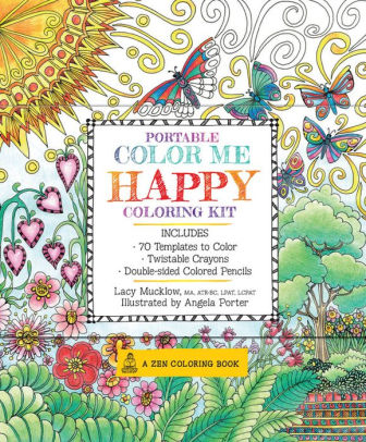 Portable Color Me Happy Coloring Kit Includes Book