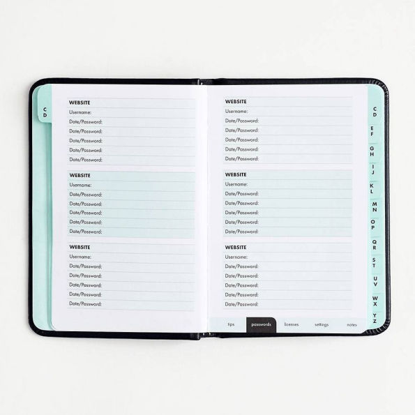 Internet Password Logbook (Black Leatherette): Keep track of usernames, passwords, web addresses in one easy and organized location