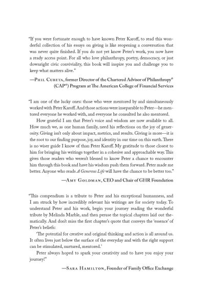 A Generous Life: Reflections on Inspired Giving