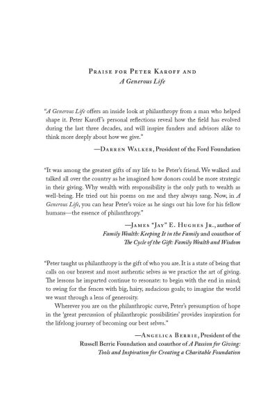 A Generous Life: Reflections on Inspired Giving