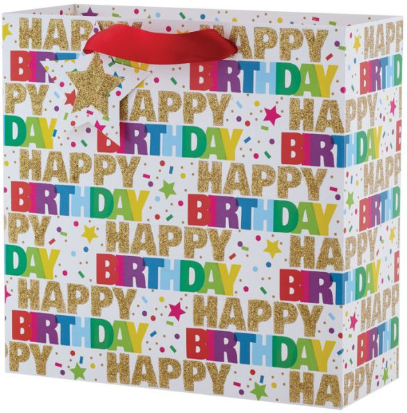 Birthday Glitter Lg. Square Gift Bag