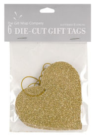 Title: Gift Tags Set of 6 Gold Glitter Hearts