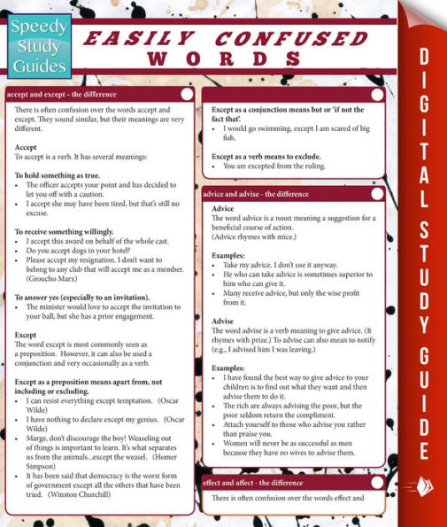 Easily Confused Words: Speedy Quick Study Guide